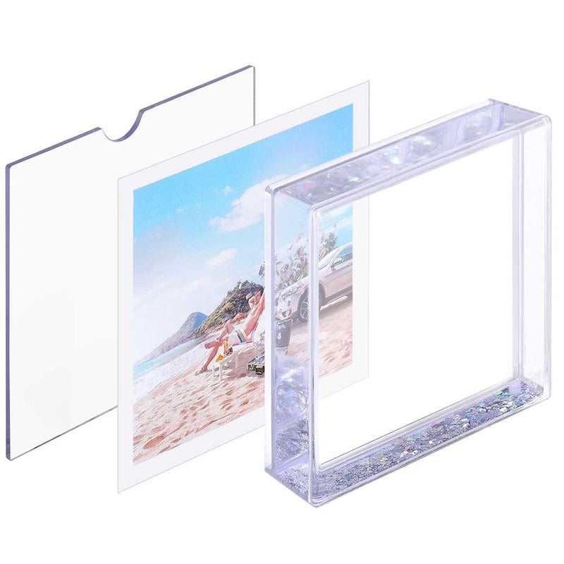 Kingho 4x4 Glitter Picture Frame Cute Liquid Acrylic Photo Frames for Family Friends Couples Gifts, Mount for 4x4 inch (10x10 cm) Picture - Image 3